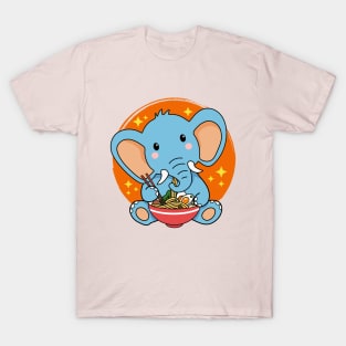 Baby Elephant Eating Ramen Kawaii Animal Lover T-Shirt